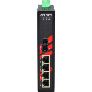 Antaira LNP-0501 5-Port PoE+ Unmanaged Switch with one 100Fx Fiber Port